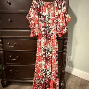 Vibrant Off-Shoulder Maxi Dress